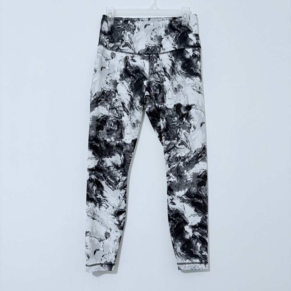 90 Degree Womens Leggings Athletic Black White Tie Die Size Medium